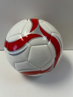 main photo of ND red design white soccer ball