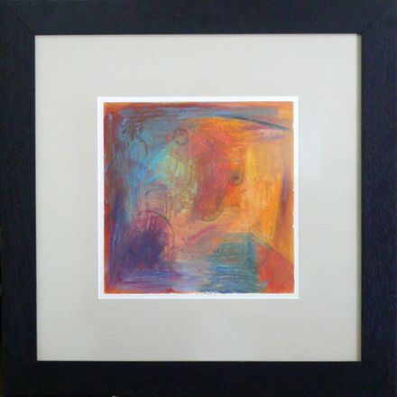 main photo of Cleared Pastel Drawing, Abstract Face, Yellow and Red