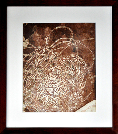 main photo of Cleared Print; Brown Squiggly String Off White Mat