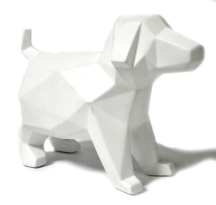 main photo of Lamp; dog, matte white ceramic, faceted.
