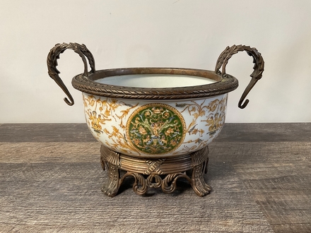 main photo of Vintage Bronze Footed Cherub Bowl