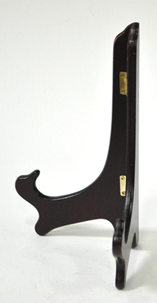 main photo of easel; black wooden, curled up ends,