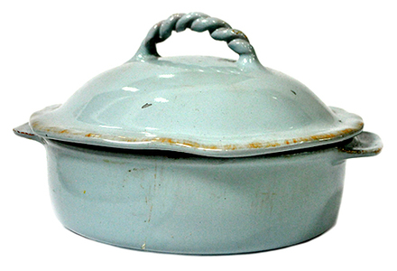 main photo of Casserole, pale blue with twisted handle