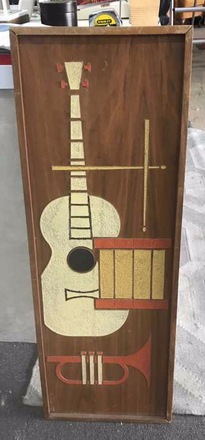 main photo of Mid Century Wood Carved Guitar
