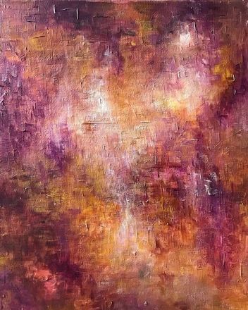 main photo of Magenta & Apricot Abstract Painting