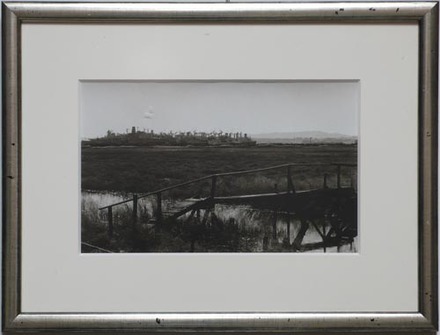 main photo of Cleared B&W Photo; Bridge Over Lake and Battleships in Back