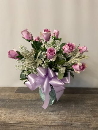 main photo of Lavender Rose and Ribbon Arrangement