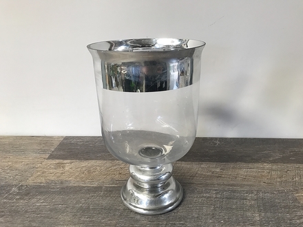 main photo of Small Chrome Rim Glass Urn
