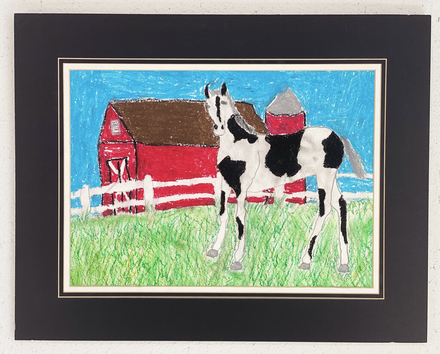 main photo of Horse and Barn Teen Drawing Matted 27