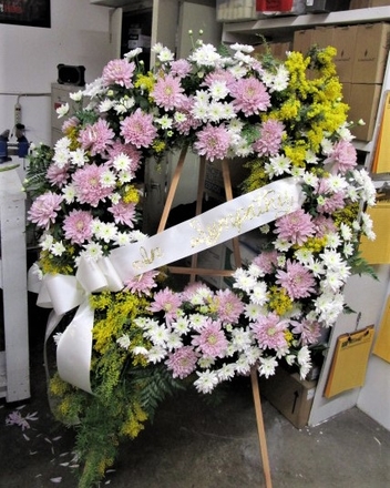 main photo of Fresh Floral Large Vintage Funeral Wreath with Sash