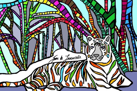 main photo of White Tiger in Rainbow Jungle Poster