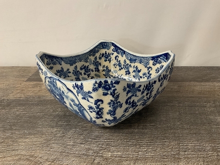 main photo of Asian Blue and White Wave Rim Bowl