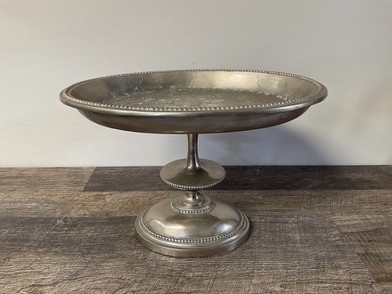 main photo of Silver Metal Footed Centerpiece Oval Tray