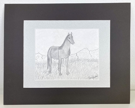 main photo of Horse Teen Pencil Drawing Matted 3