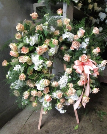 main photo of Fresh Floral Large Vintage Funeral Easel Wreath