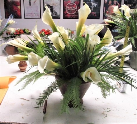 main photo of Fresh Floral Callas and Palms in bowl