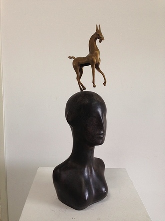 main photo of Bust with Horse on Head Sculpture