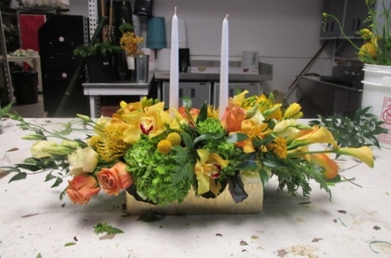 main photo of Fresh Floral Low Centerpiece with Candles