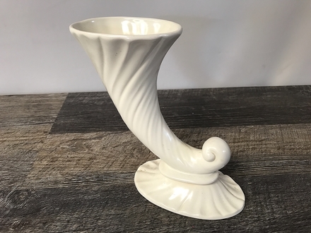 main photo of Vintage Ceramic White Horn Bud Vase