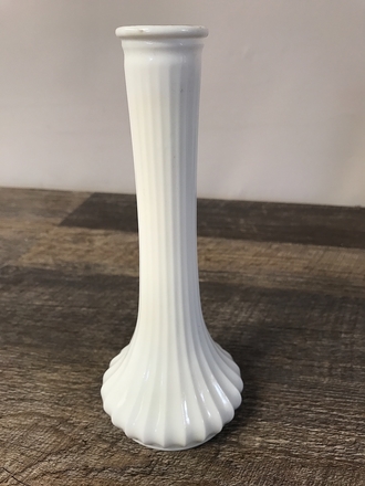main photo of Tall Milk Glass Flared Rib Pattern Bud Vase