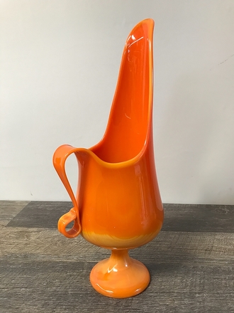 main photo of Vintage Glass Orange Spouted Vase