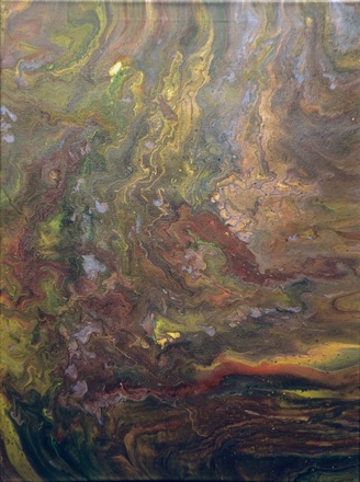 main photo of Yellow & Green Acrylic Pour Abstract