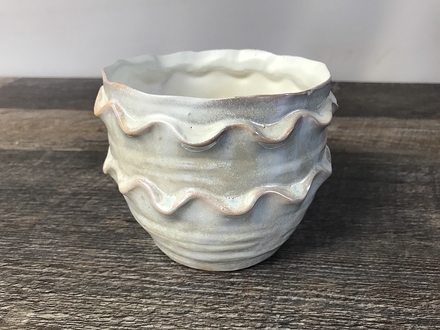 main photo of Pearl White Ceramic Ripple Round Vase