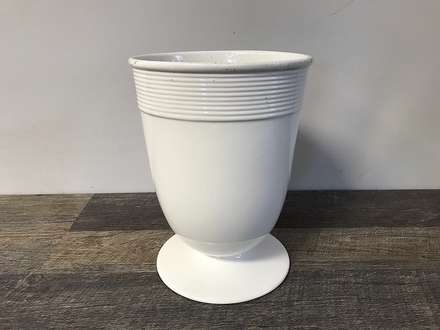 main photo of White Ceramic Rib Rim Vase