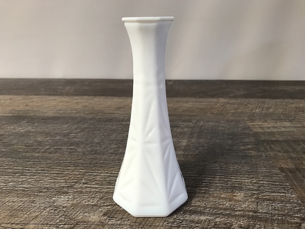 main photo of Short Milk Glass Embossed Bud Vase