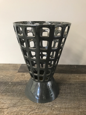 main photo of Gray Ceramic Woven Cone Vase
