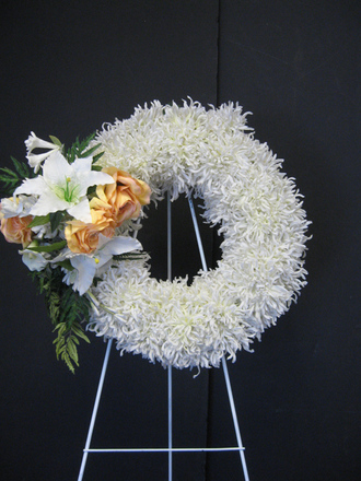 main photo of White Spider Mum Wreath