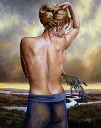 main photo of Nude Female with Lavendar Oil Painting