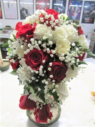 main photo of Fresh Floral Red Rose Teardrop Bouquet
