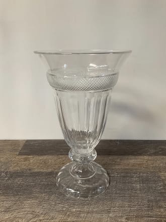 main photo of Large Fluted Crystal Etched Ring Footed Vase