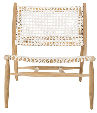 main photo of White Leather Woven Lounge Chair