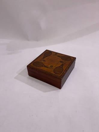 main photo of Vintage wood box with tennis motif