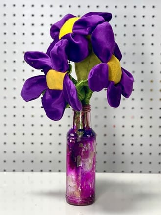 main photo of Painted vase with 3 Plush Flowers