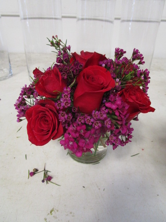 main photo of Fresh Floral Red and Magenta Centerpiece