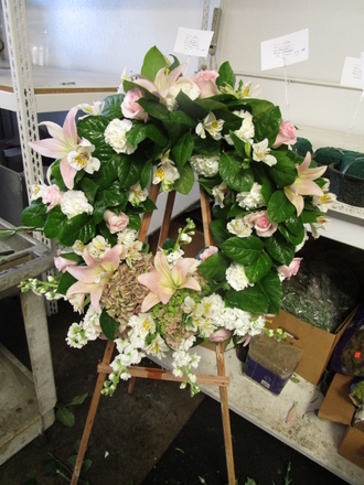 main photo of Fresh Floral Funeral Wreath in Blush and White