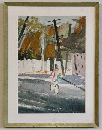 main photo of Girl on Bicycle Watercolor