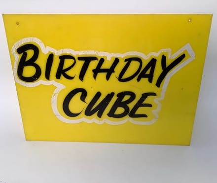 main photo of Hanging "Birthday Cube" Carnival Sign