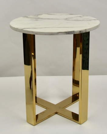 main photo of Marble Top Brass End Table