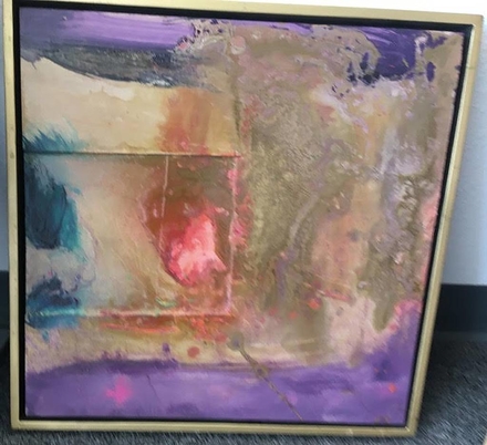 main photo of Abstract Painting in Purple, grey, coral