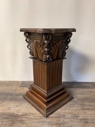main photo of Short Wood Marble Top Pedestal