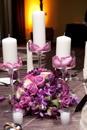 main photo of Fresh Floral Centerpiece Purple With Candles