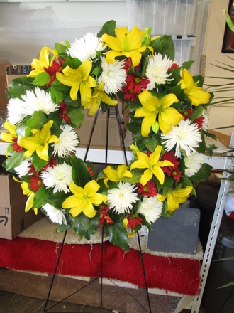 main photo of Fresh Floral Funeral Easel Wreath