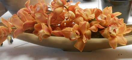 main photo of Fresh Floral Low Gold Crescent filled with Orchids