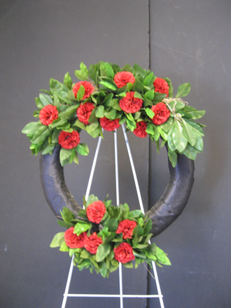 main photo of Black and Red Carnation Easel Wreath