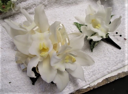 main photo of Fresh Floral Orchid Corsage and Boutonniere