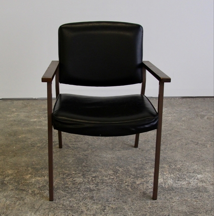 main photo of Vintage Metal and Black Vinyl Arm Chair
